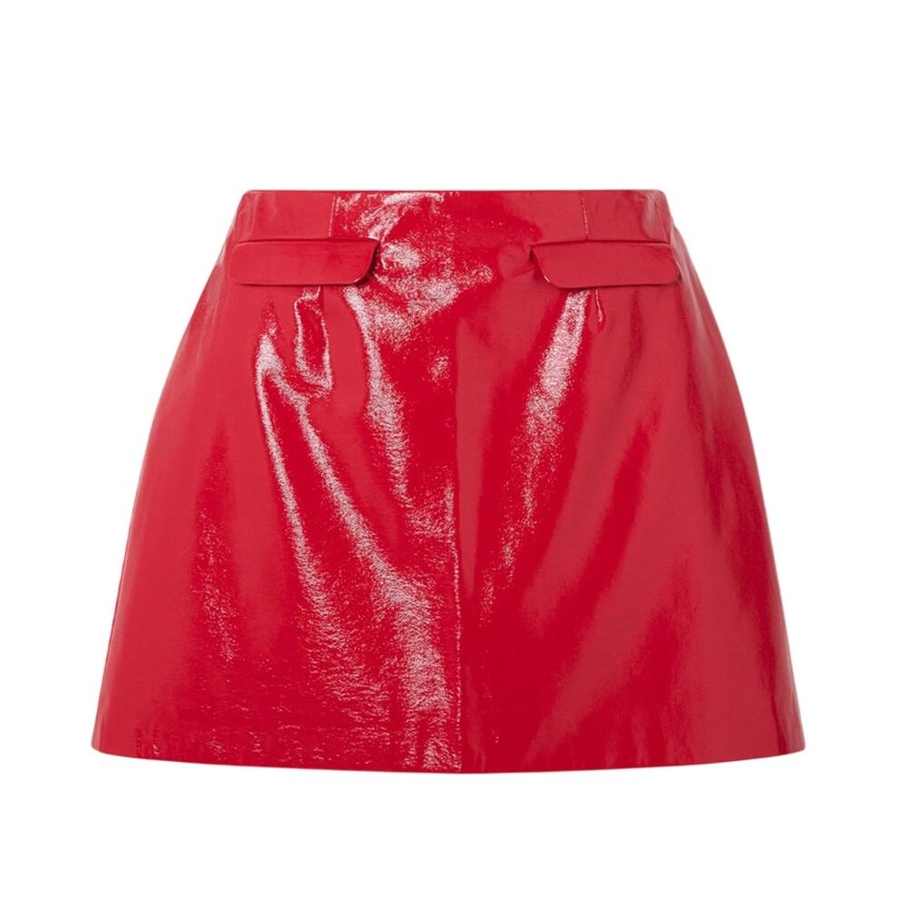 Alexa Chung Glossy Red Mini Skirt Size UK 8